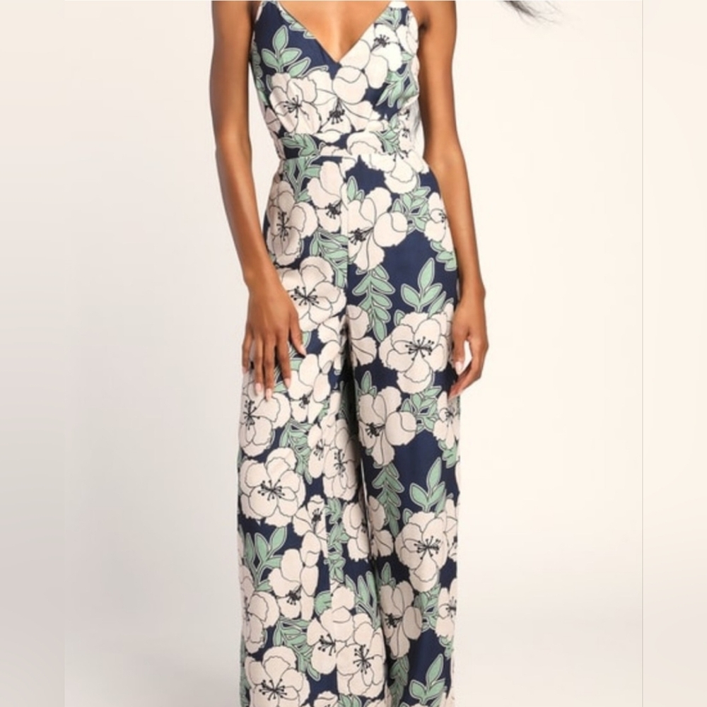 Lulu's Navy Floral Midi Skirt